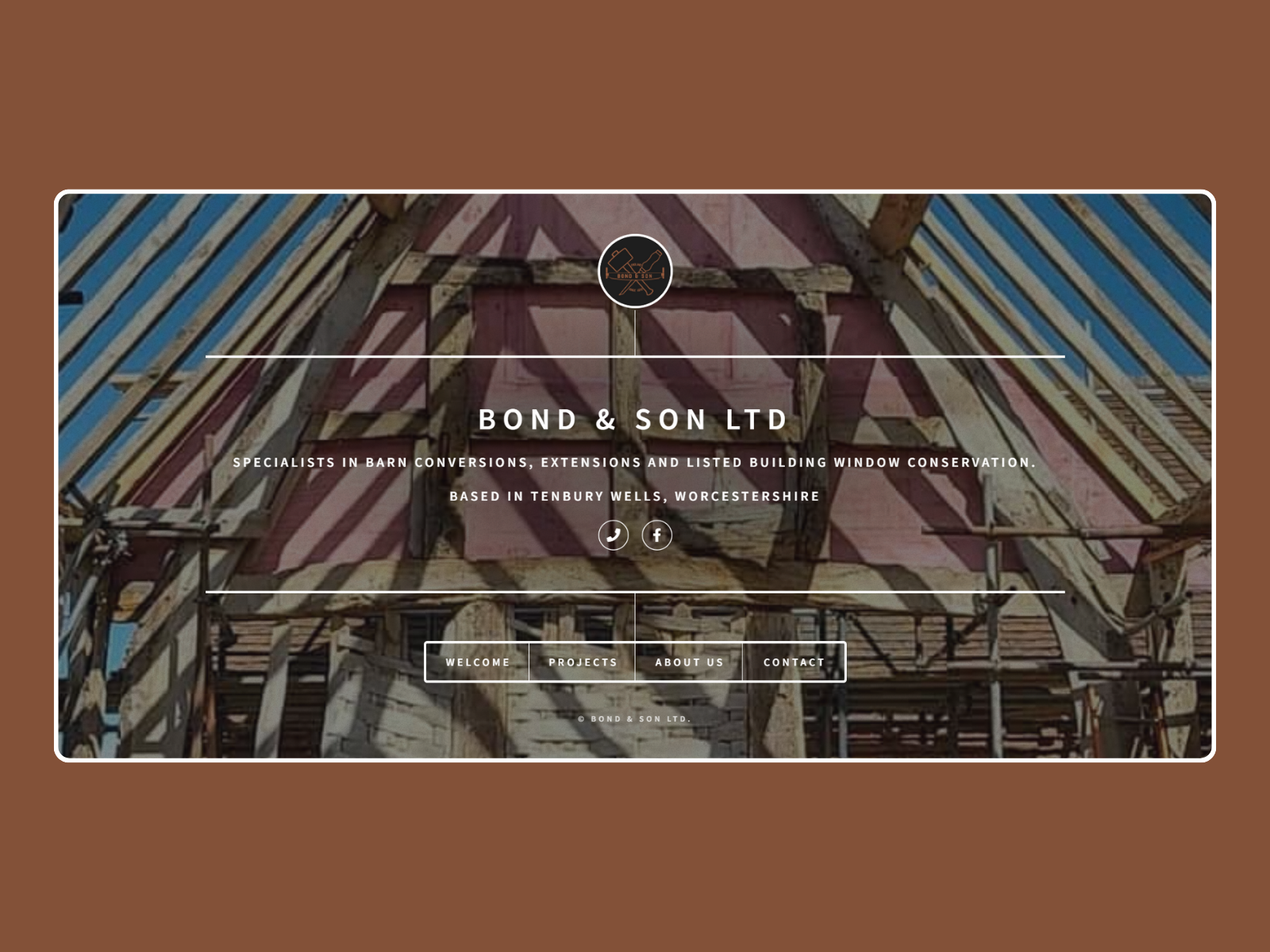Homepage banner of Bond & Sons - Specialists in barn conversions, extensions and listed building window conservation.