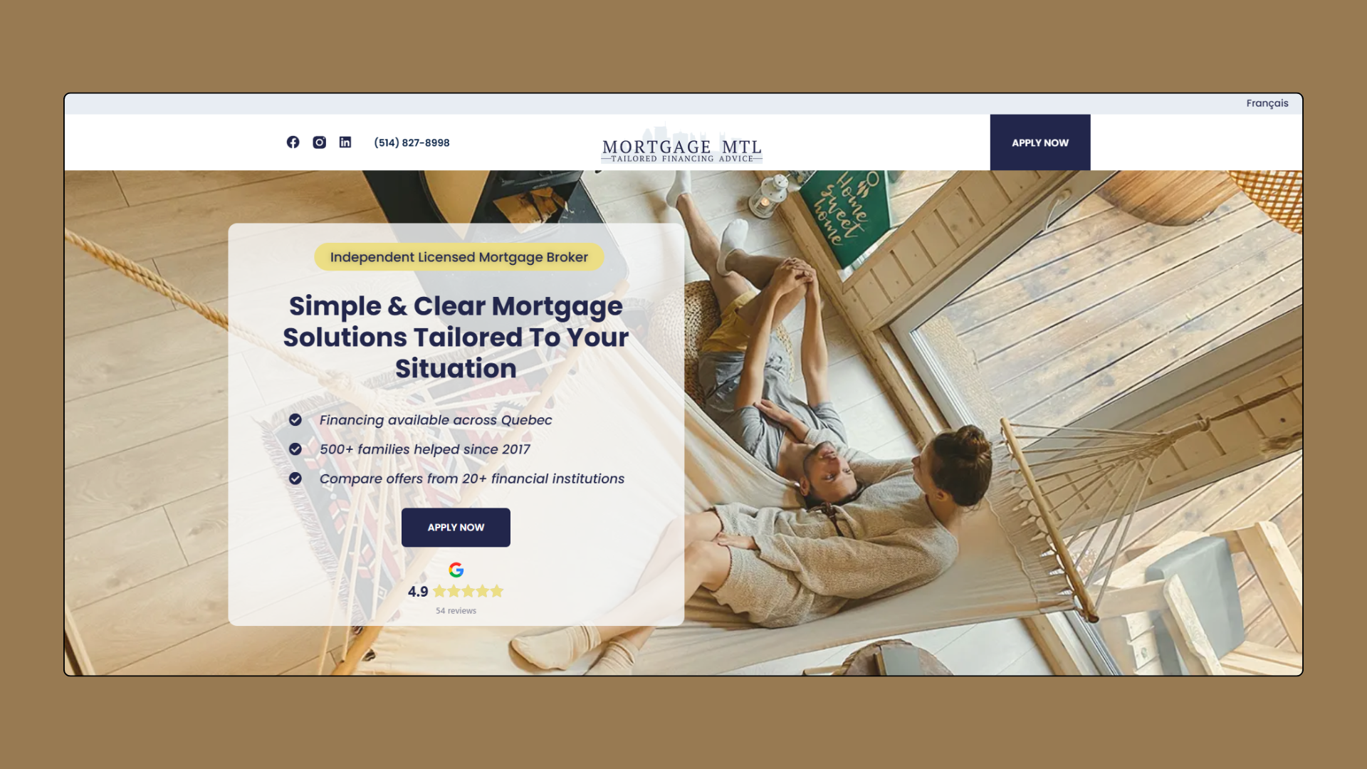 Homepage banner of Mortgage MTL- Expert mortage services